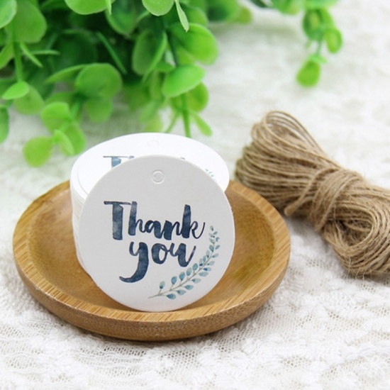 Picture of Paper Christmas Hanging Tags Round Multicolor " THANK YOU " 1 Set (Approx 50 PCs/Set)