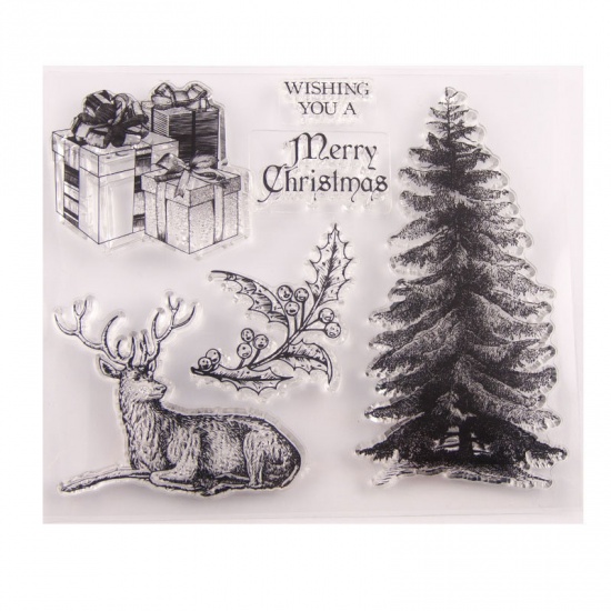 Immagine di Sigillo trasparente Natale Sigillo trasparente Album manuale fai-da-te Album rifinito Timbro capitolo T1591 Regalo di cervo albero di Natale