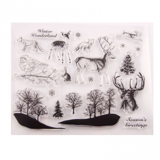 Picture of Black - Transparent seal DIY hand account scrapbook scrapbook finished chapter stamp transparent seal T1190 forest animals
