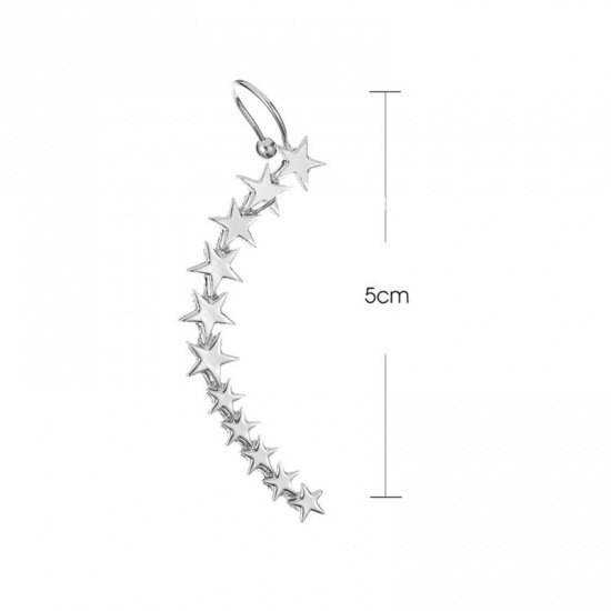 Bild von Voll-Ohr Ohrring Clip für Linkes Ohr Silberfarbe Pentagramm Stern 50mm, 1 Stück