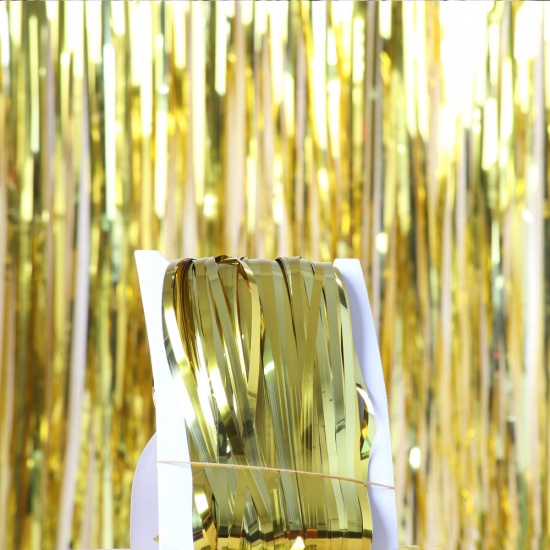 Immagine di PET Tinsel Fringe Tinsel Oro Nappine 100cm x 100cm , 1 Pacchetto