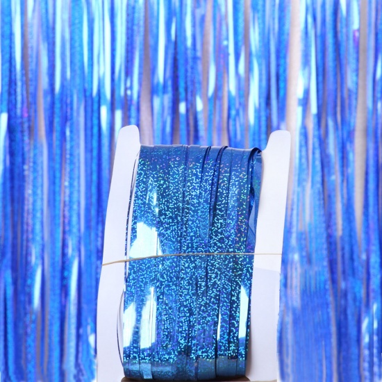 Immagine di PET Tinsel Fringe Tinsel Blu Nappine Laser 100cm x 100cm , 1 Pacchetto