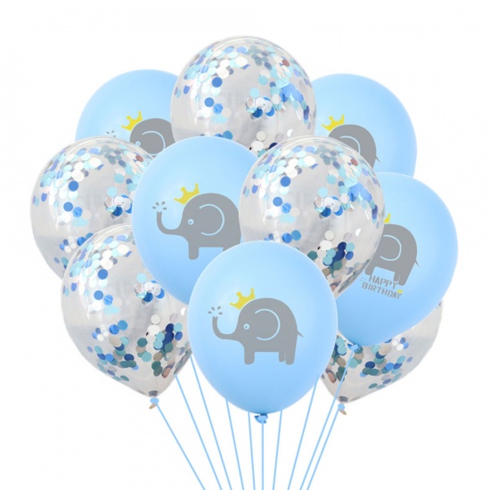 Bild von Milchsaft Ballon Elefant Blau Paillette 30.5cm, 1 Packung ( 10 Stück/Packung)