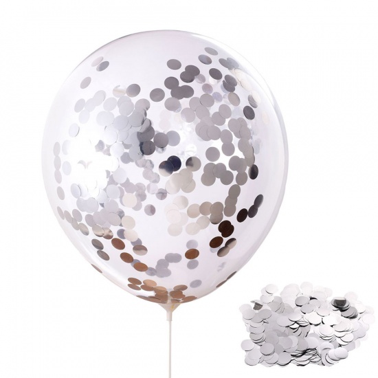 Изображение Латекс Воздушный шар Серебряный Круглые Блестки 30.5см , 10 ШТ