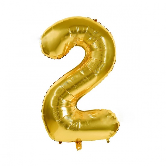 Picture of Aluminium Foil Balloon Golden Number Message " 2 " 81.3cm, 1 Piece