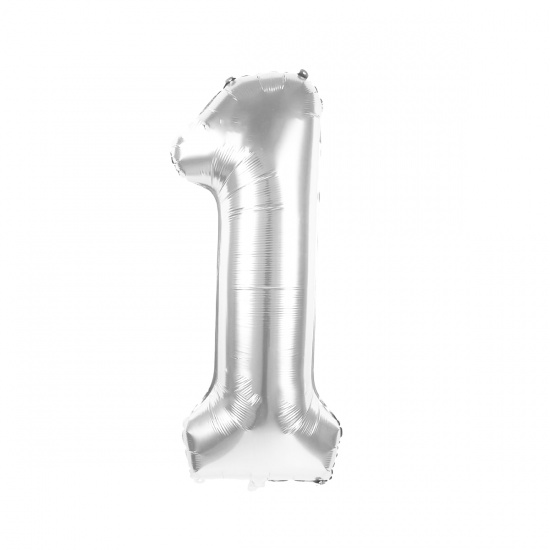 Imagen de Papel de aluminio Globos Plata Número Mensaje " 1 " 81.3cm , 1 Unidad