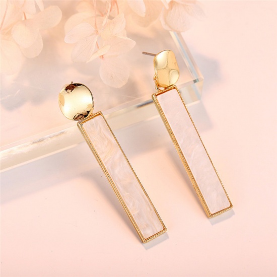 Picture of Earrings Gold Plated Rectangle 57mm x 8mm, 1 Pair