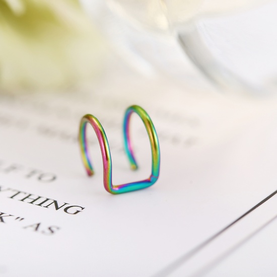 Picture of Ear Cuffs Clip Wrap Earrings Multicolor C Shape 10mm x 10mm, 1 Piece
