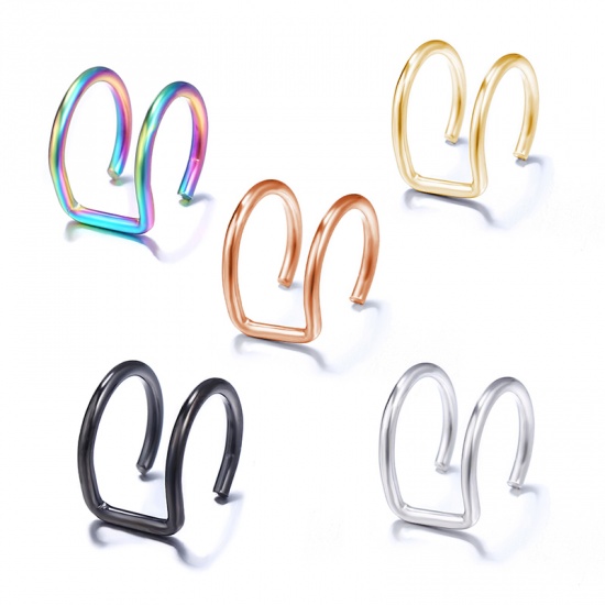Picture of Ear Cuffs Clip Wrap Earrings Multicolor C Shape 10mm x 10mm, 1 Piece