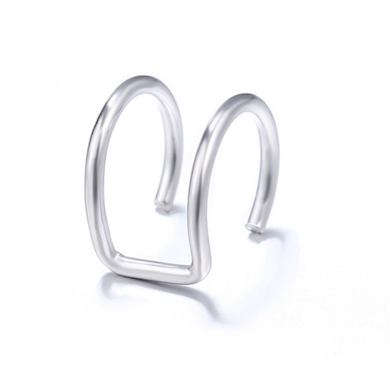 Picture of Ear Cuffs Clip Wrap Earrings Silver Tone C Shape 10mm x 10mm, 1 Piece