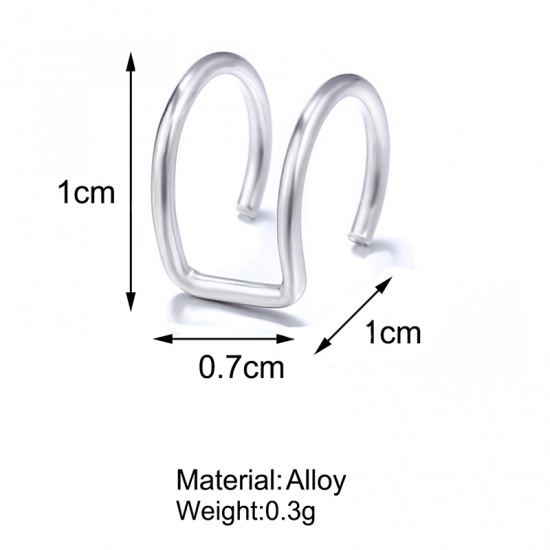 Picture of Ear Cuffs Clip Wrap Earrings Silver Tone C Shape 10mm x 10mm, 1 Piece