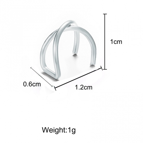 Picture of Ear Cuffs Clip Wrap Earrings Silver Tone U-shaped 12mm x 10mm, 1 Piece