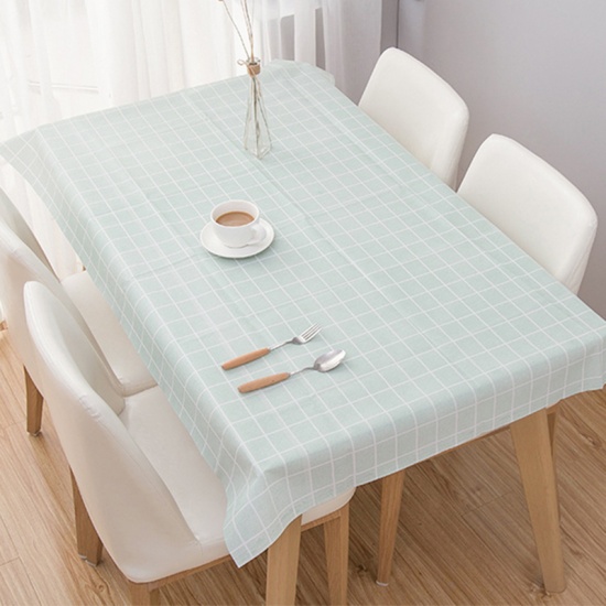 Picture of PVC Tablecloth Table Cover Green Rectangle Grid Checker 152cm x 137cm, 1 PCs