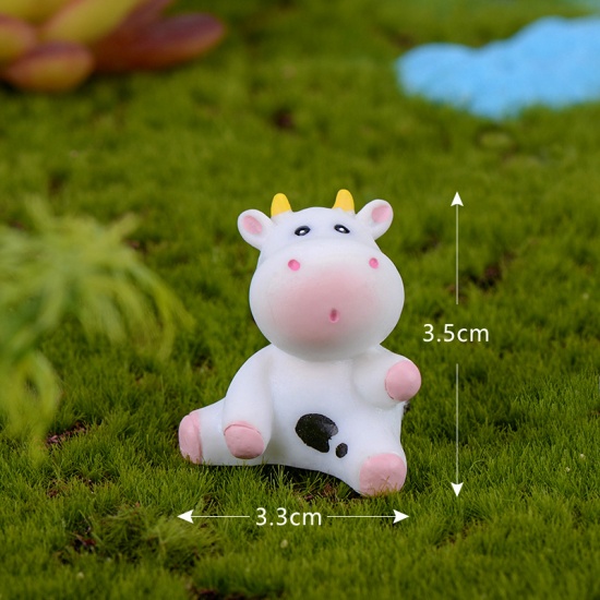 Picture of Ornaments Decorations Milk Cow Animal White 35mm x 30mm, 1 Piece