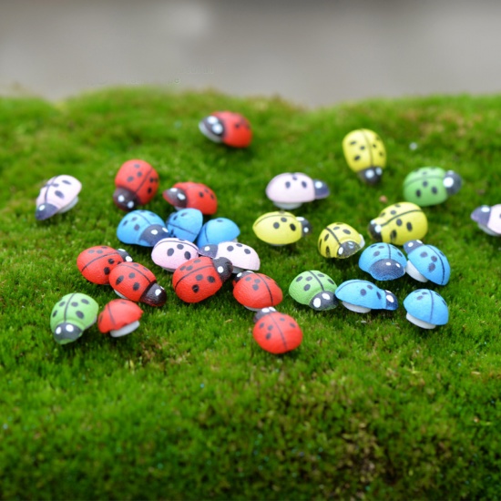 Picture of Ornaments Decorations Ladybug Animal Mixed Color 11mm x 8mm, 10 PCs