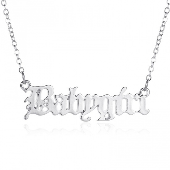 Picture of Fashion Necklace Silver Tone Message " Babygirl " 53cm(20 7/8") long, 1 Piece