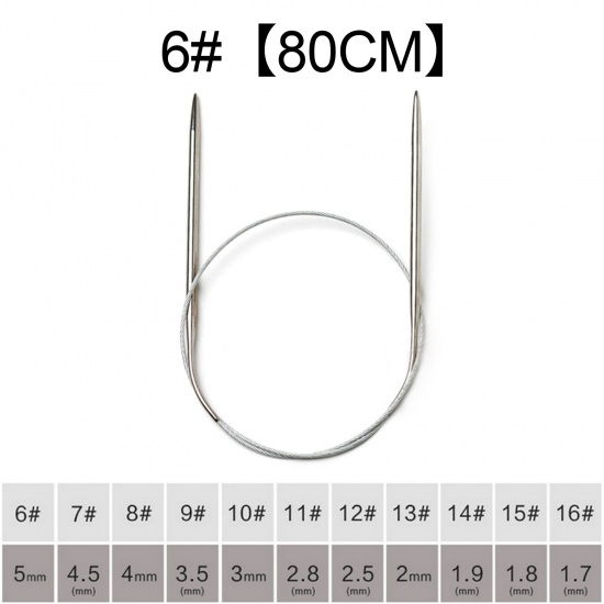 Picture of 5mm Stainless Steel Circular Knitting Needles 80cm(31 4/8") long, 1 Pair