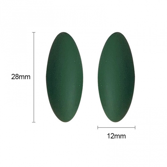 Immagine di Orecchini a Perno Verde Ovale Smerigliato 28mm x 12mm, 1 Paio