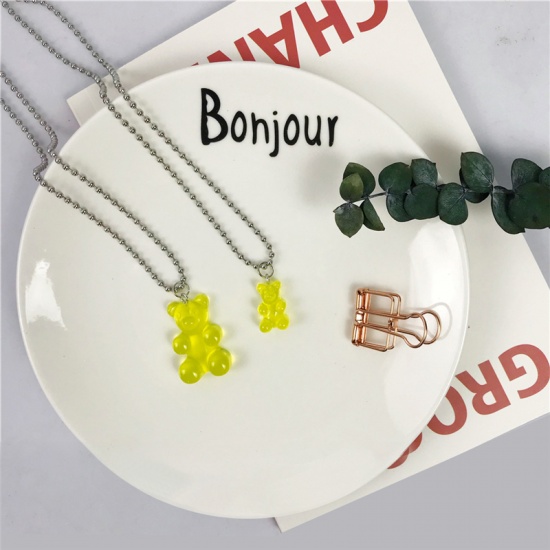 Picture of Stainless Steel Necklace Yellow Bear Animal 50cm(19 5/8") long, 1 Piece