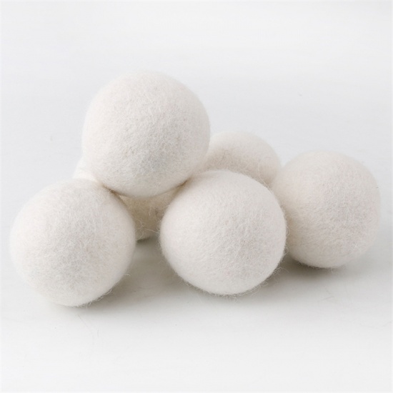 Image de Blanc - 6CM 1PCs Balles de séchoir en laine de qualité supérieure Bille assouplissante en feutre de lessive réutilisable naturelle antistatique pour laveuse sécheuse