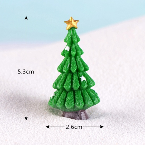 Picture of Resin Micro Landscape Miniature Decoration Green Christmas Tree 5.3cm x 2.6cm, 1 Piece