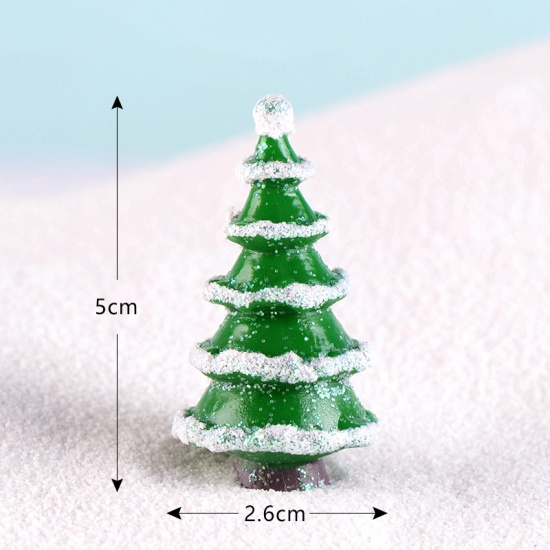 Picture of Resin Micro Landscape Miniature Decoration Green Christmas Tree 5cm x 2.6cm, 1 Piece