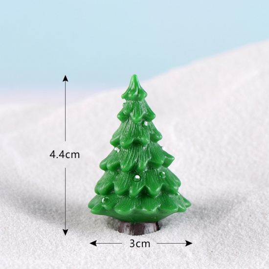 Image de Mini Ornements de Décoration Paysage en Résine Vert Pin de Noël 4.4cm x 3cm, 1 Pièce