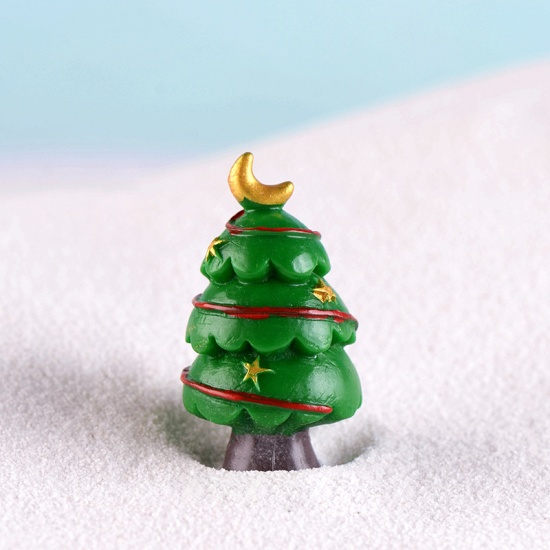 Picture of Resin Micro Landscape Miniature Decoration Green Christmas Tree 4.3cm x 2.5cm, 1 Piece
