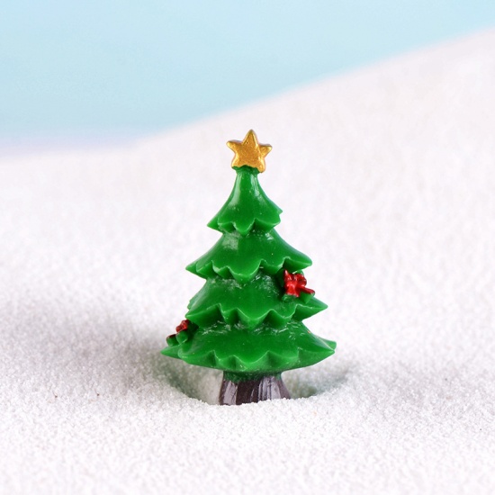 Изображение Смола Микро-ландшафтный миниатюрный декор Зеленый Рождественская елка 4см x 2.6см, 1 ШТ