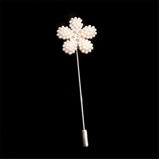 Picture of Pin Brooches Flower Silver Tone 80mm, 1 Piece