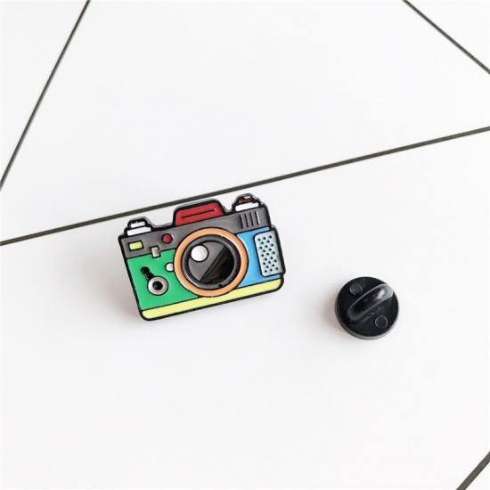 Изображение Основы для Брошей фотокамера Разноцветный С Эмалью 25мм x 18мм, 1 ШТ