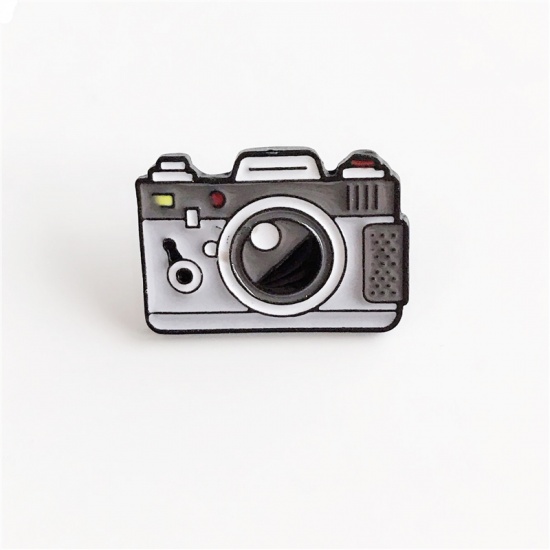 Bild von Brosche Kamera Grau Emaille 25mm x 18mm, 1 Stück