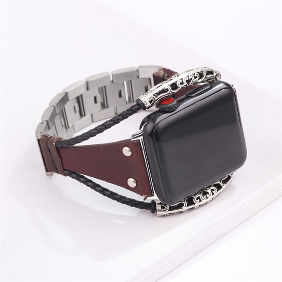 Immagine di Acciaio Inossidabile & Vera Pelle Per orologio Apple 38mm / 40mm Cinturini Marrone Larghezza: 20.5cm, 1 Pz