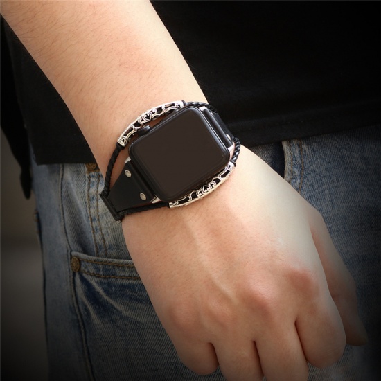 Immagine di Acciaio Inossidabile & Vera Pelle Per orologio Apple 38mm / 40mm Cinturini Marrone Larghezza: 20.5cm, 1 Pz