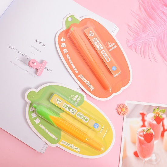 Immagine di Arancione - Inchiostro per penna in silicone morbido zucca set di cancelleria per studenti