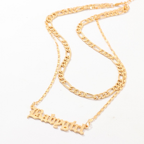 Picture of Multilayer Layered Necklace Gold Plated 40.5cm(16") long, 1 Piece