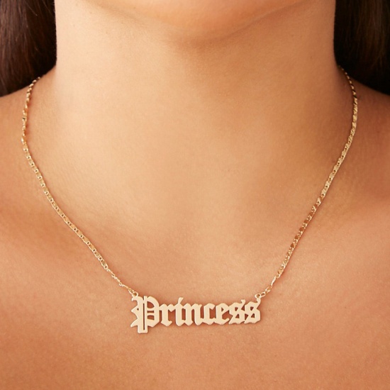 Picture of Fashion Necklace Gold Plated Message " PRINCESS " 45.5cm(17 7/8") long, 1 Piece
