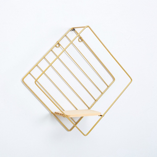 Picture of Gold Plated - Style5 Creative Wrought Rhombus Iron Storage Rack Geometric Wall Decoration