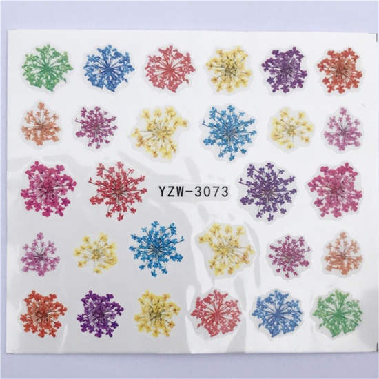 Immagine di Carta Adesivi per Unghie Fiore Multicolore 6cm x 5cm, 1 Foglio