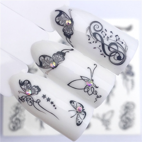 Picture of Paper Nail Art Stickers Decoration Butterfly Animal Multicolor 6cm x 5cm, 1 Sheet