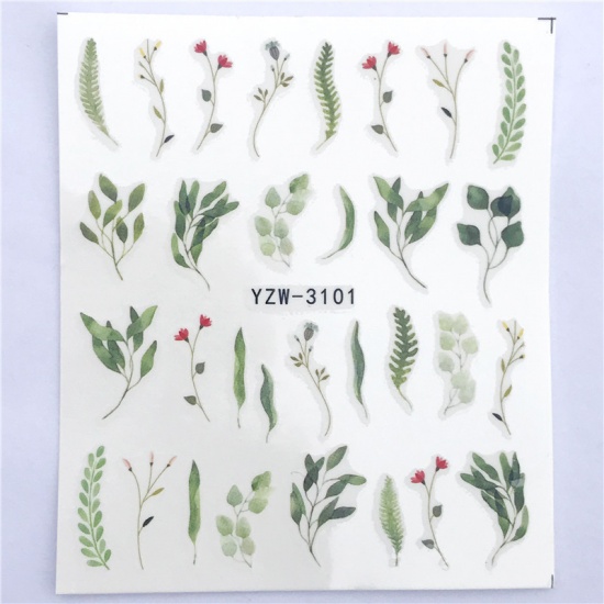 Immagine di Carta Adesivi per Unghie Le foglie del Fiore Multicolore 6cm x 5cm, 1 Foglio