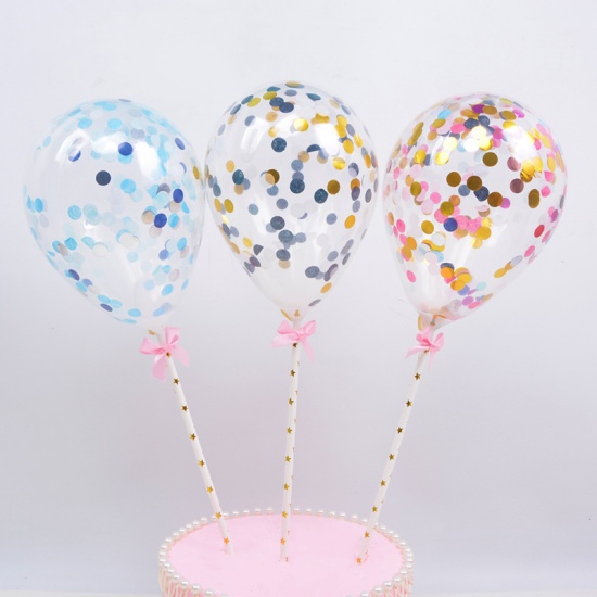 Bild von Milchsaft Kuchen Einlegekarten Ballon Rosa Schleife Muster Paillette 1 Set