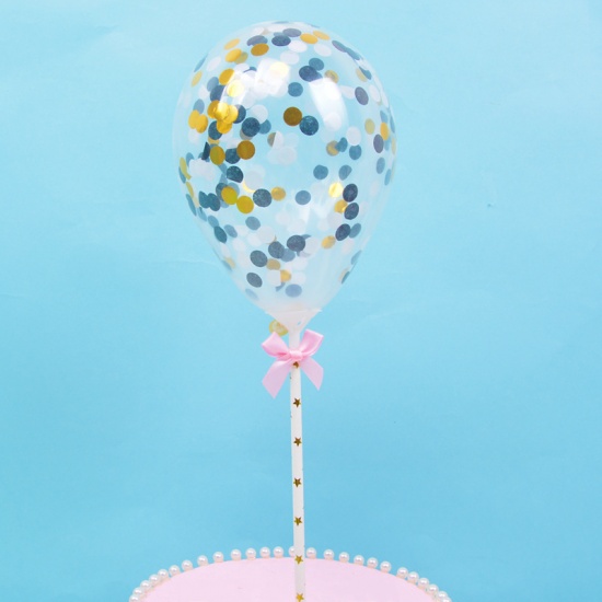 Bild von Milchsaft Kuchen Einlegekarten Ballon Bunt Schleife Muster Paillette 1 Set