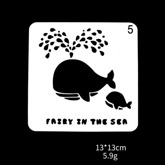 Bild von PET Zeichenvorlage Wal Tier Weiß 13cm x 13cm, 1 Stück