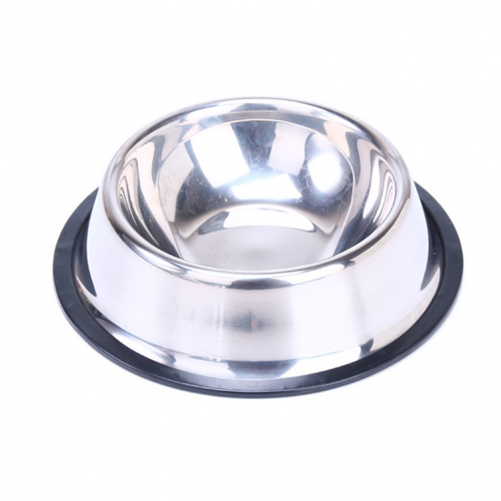 Picture of Silver Tone - 26cm Dog Puppy Cat Pet Animal Cage Hang-on Bowl Feeding Food Water Dish