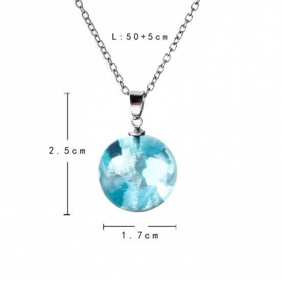 Picture of Necklace Blue Round 50cm(19 5/8") long, 1 Piece