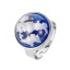 Picture of Adjustable Rings Silver Tone White & Blue Round Cloud 17.3mm(US Size 7), 1 Piece