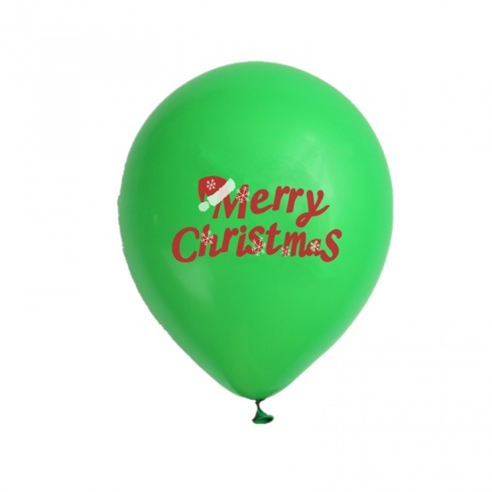 Picture of Latex Balloon Red & Green Hat Message " Merry Christmas " 2 PCs