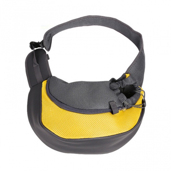 Picture of Yellow - Pet Dog Cat Puppy Small Animal Carrier Sling Front Mesh Travel Shoulder Bag Backpack Small Size