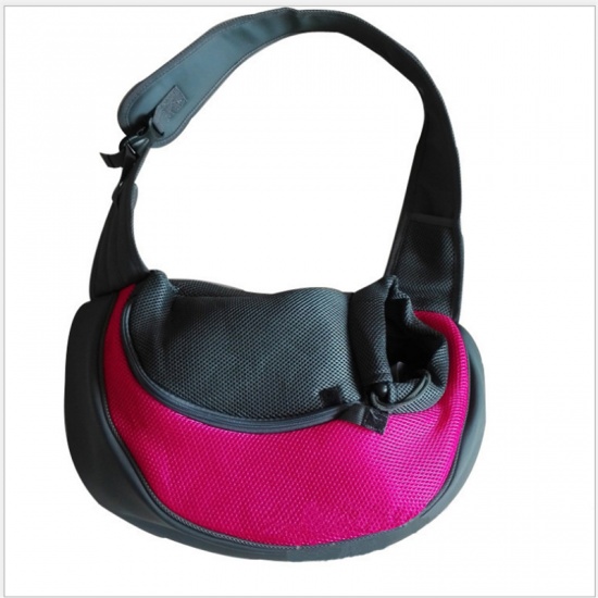 Picture of Fuchsia - Pet Dog Cat Puppy Small Animal Carrier Sling Front Mesh Travel Shoulder Bag Backpack Small Size